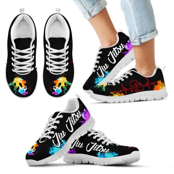 Jiu Jitsu Hb Art Watercolor Shoes Sneakers, Running Shoes, Shoes For Womens, Mens, Custom Shoes, Low Top Shoes, Customized Sneaker